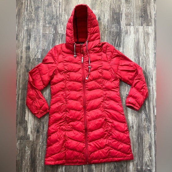 Tommy Hilfiger Winter Coat Women’s Size XL Red Puff Coat Packable Down Blend - Picture 2 of 10